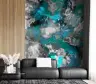 Teal and Grey Abstract Watercolour Wall Mural 6