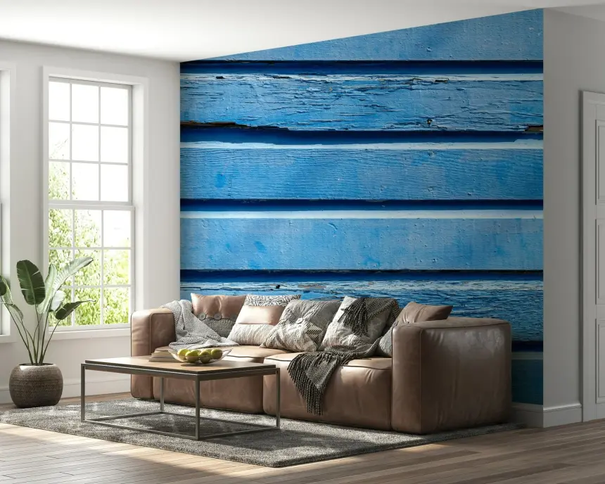 Aqua Wood Wall Mural