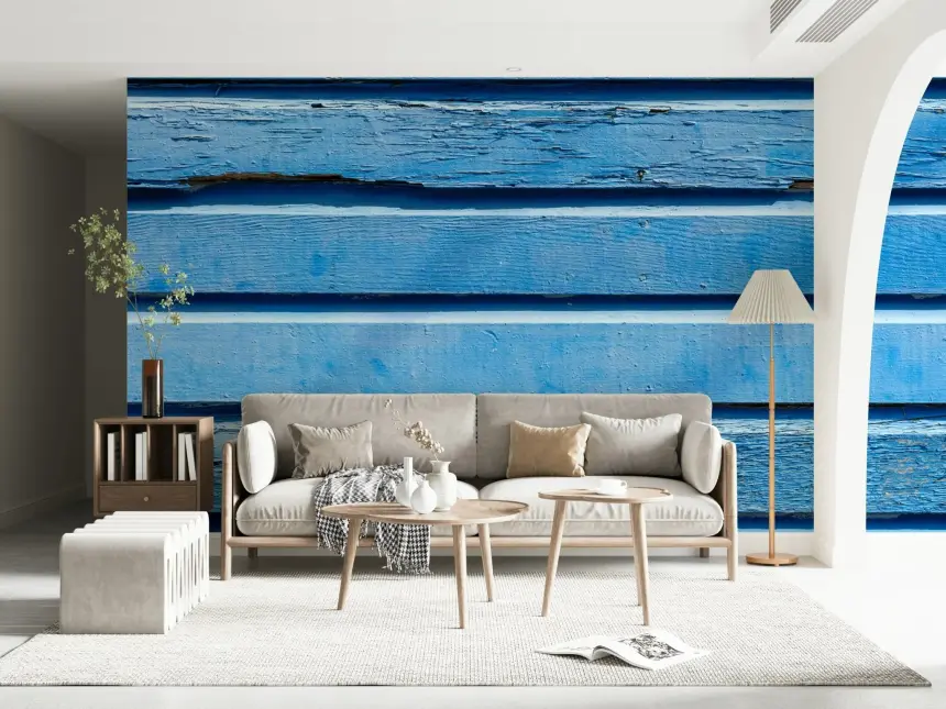 Aqua Wood Wall Mural