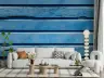 Distressed Blue Wood Plank Wallpaper 7
