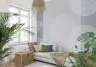 Geometric Arc Wall Mural in Blue and Grey 8