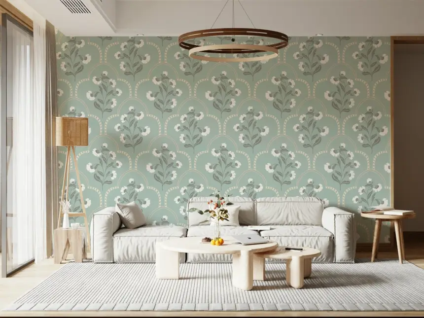 Arched Floral Elegance Wallpaper