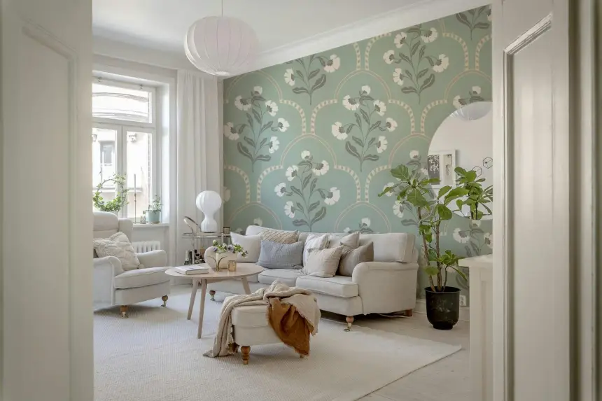 Arched Floral Elegance Wallpaper