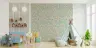 Aqua Beige Mid Century Pinwheel Grid Wallpaper 7