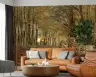 Golden Autumn Woods Log Stack Wallpaper Mural 8