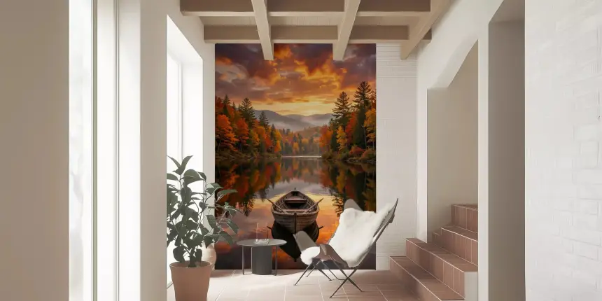 Autumn Lake Serenity Wall Mural