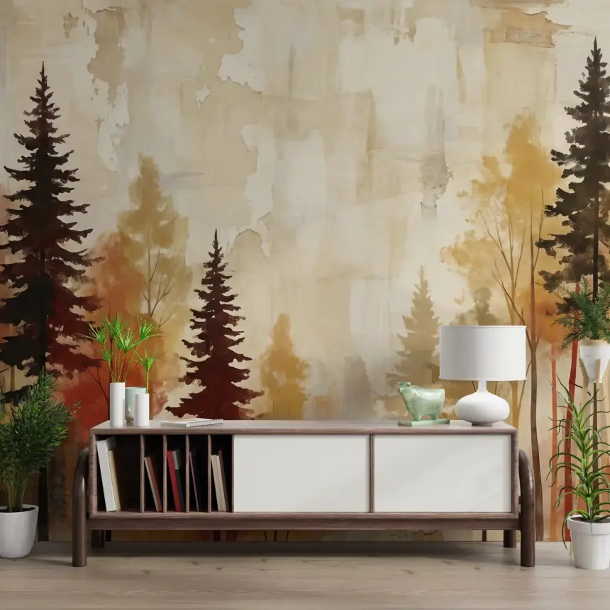 Autumnal Forest Haze Wall Mural