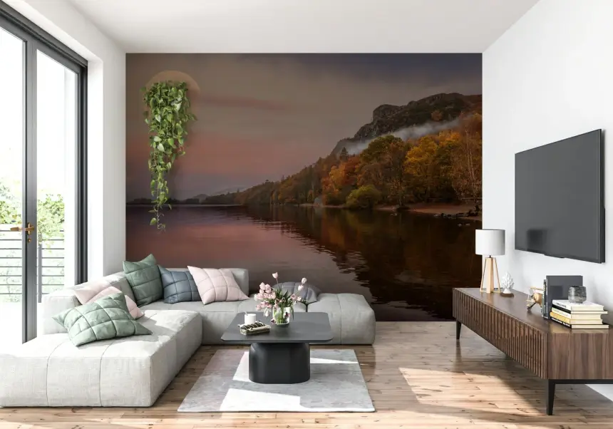 Autumnal Lake's Moon Wall Mural