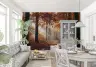 Misty Golden Autumn Forest Sunrays Path Wallpaper Mural 8