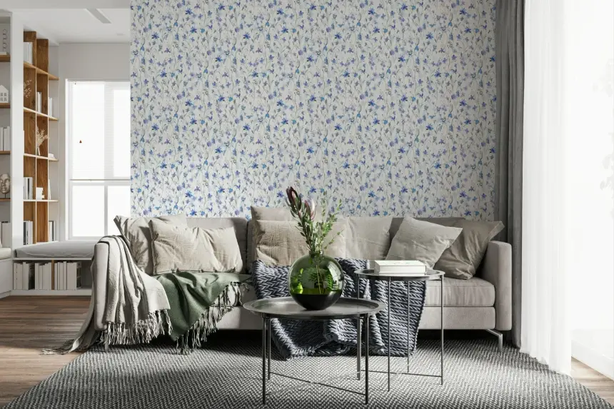 Azure Bloom Garden Wallpaper