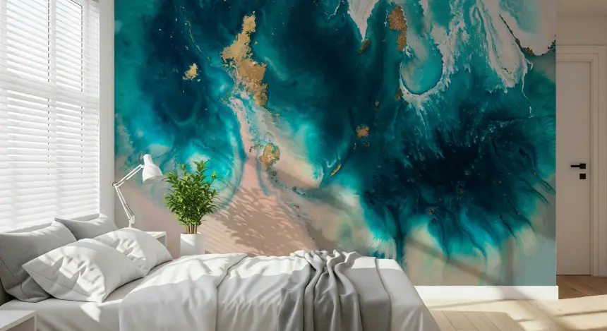 Gilded Azure Flow Wall Mural - 2733136