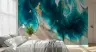 Luxurious Teal Gold Fluid Abstract Wall Mural 8