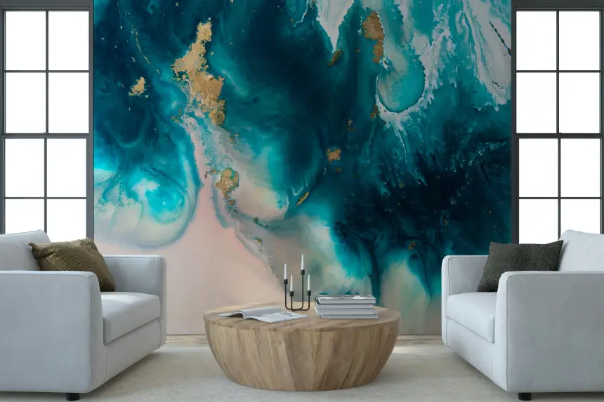 Gilded Azure Flow Wall Mural - 2733136