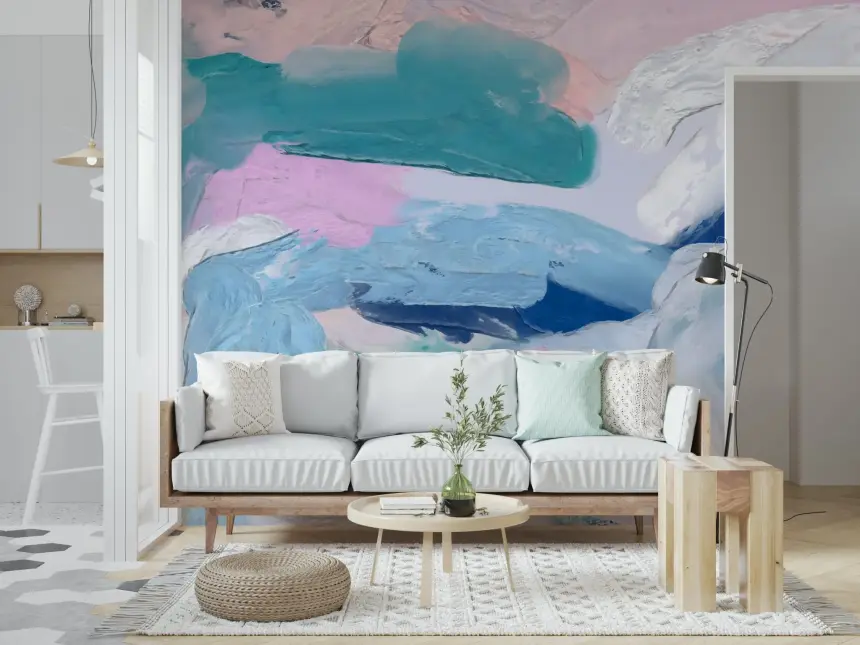 Azure Strokes Wall Mural