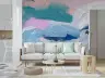 Teal Blue Pink Textured Cloudscape Abstract Wall Mural 8
