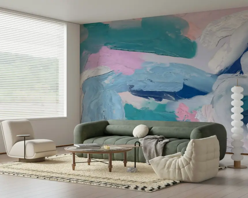 Azure Strokes Wall Mural