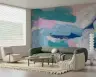 Teal Blue Pink Textured Cloudscape Abstract Wall Mural 6