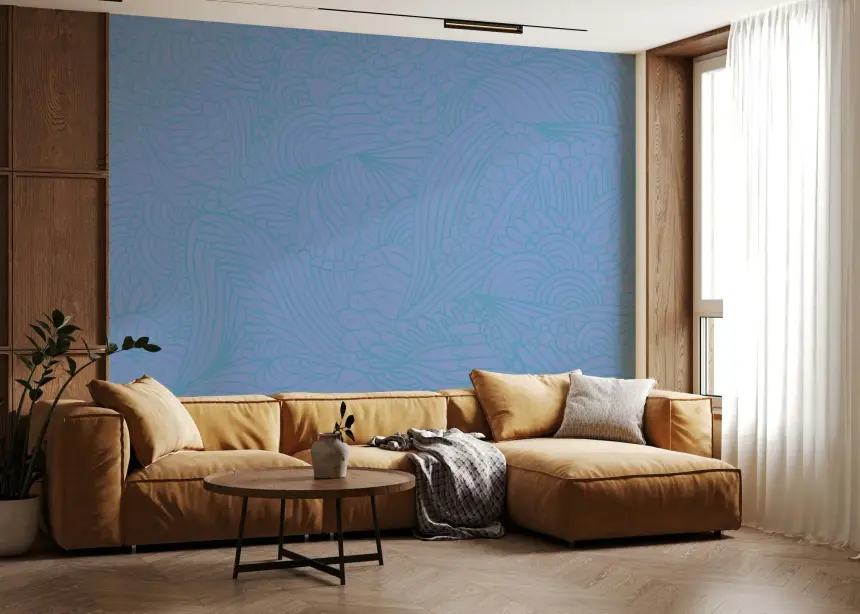 Azure Zen Doodle Wall Mural