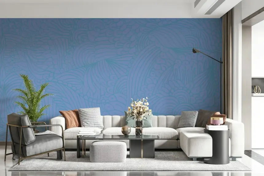 Azure Zen Doodle Wall Mural