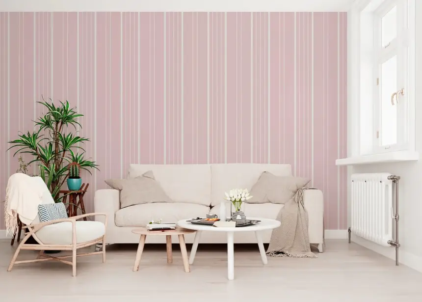Barely Blush Stripes Wallpaper