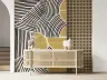 Abstract Golden Disc Radial Line Wallpaper Mural 8
