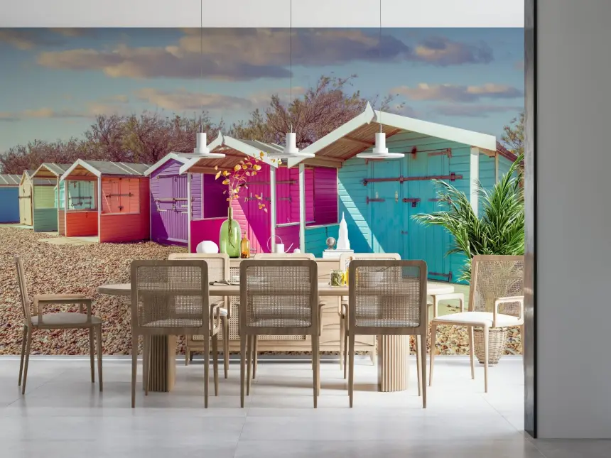 Beach Row Bliss Wall Mural
