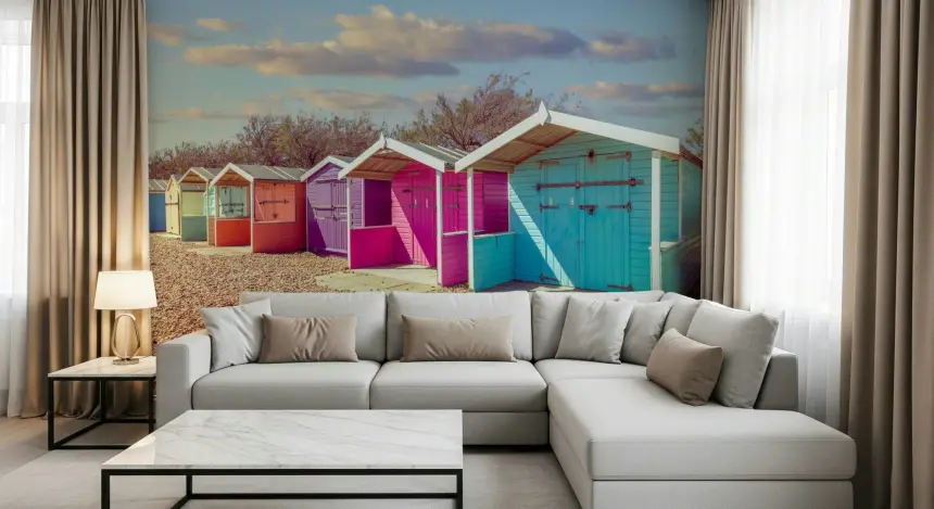 Beach Row Bliss Wall Mural