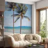 Two Palm Trees Azure Beachfront Wallpaper Mural 6