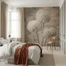 Large Beige Dahlia Floral Wall Mural 8