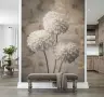 Large Beige Dahlia Floral Wall Mural 7