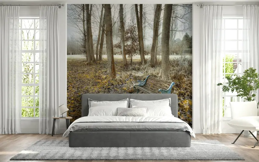 Bench at Park Wall Mural
