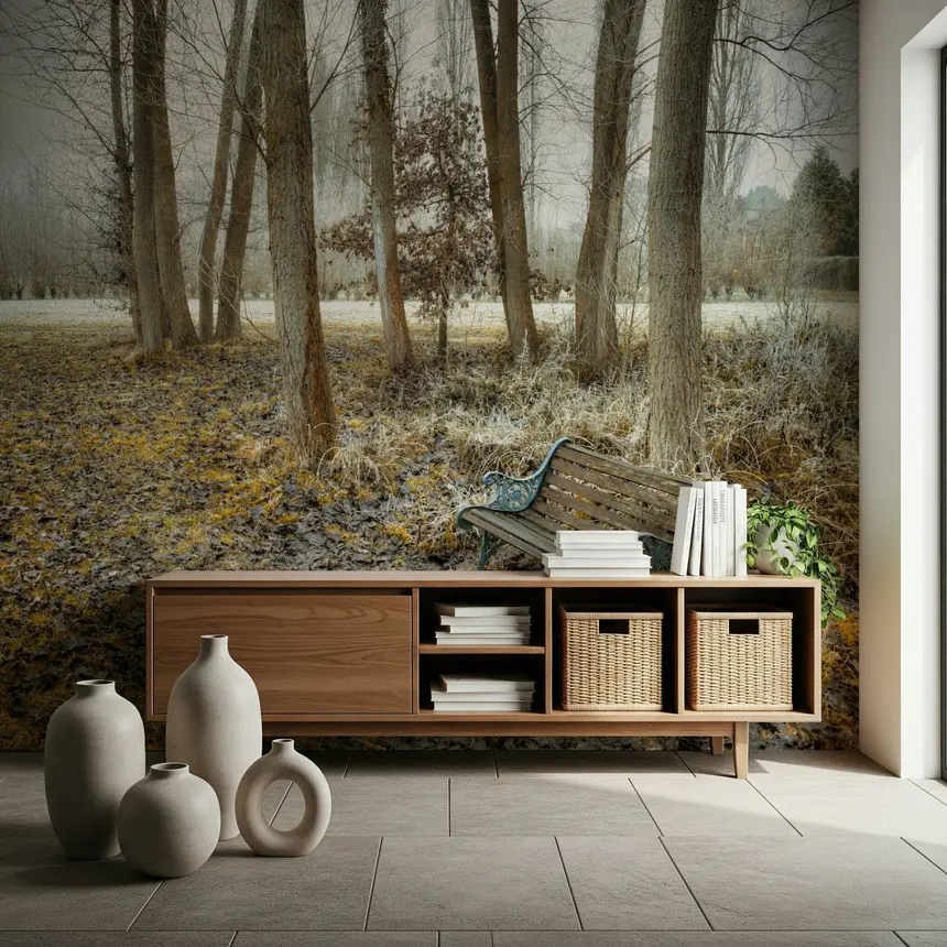 Bench at Park Wall Mural
