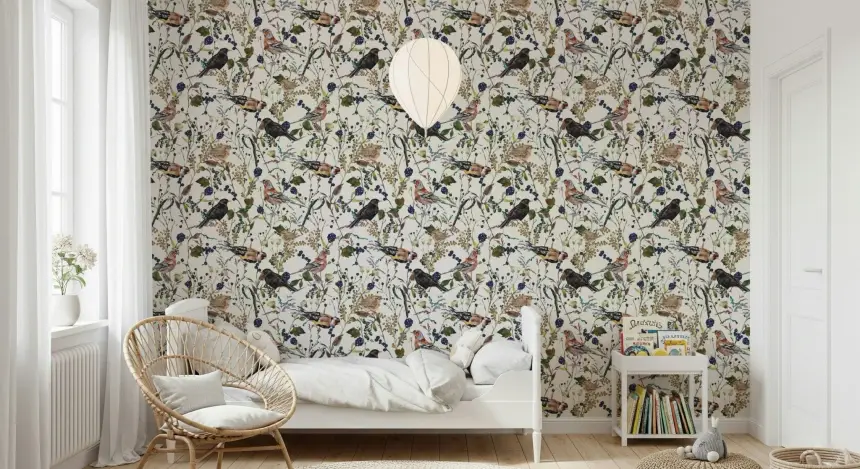 Berry Song Birds Wallpaper