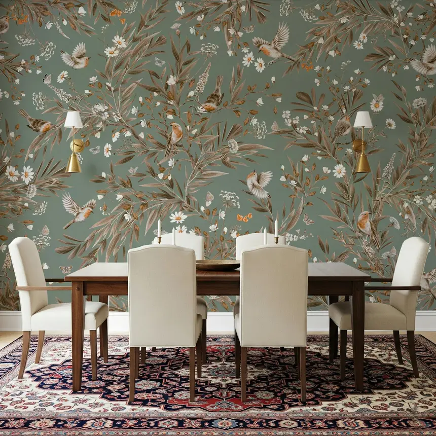 Birds & Blooms Symphony Wall Mural