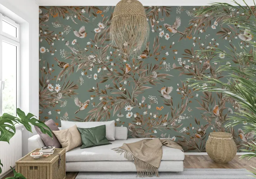 Birds & Blooms Symphony Wall Mural