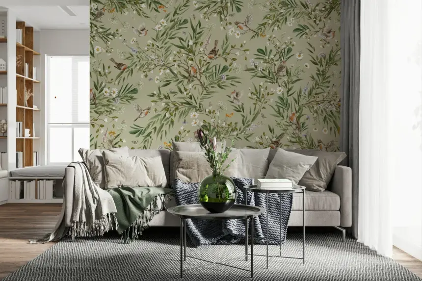 Birds & Blooms Wall Mural