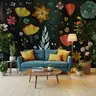 Midnight Bloom Artistic Floral Pattern Wall Mural 6