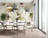 Ethereal Ochre Blue Wash Floral Wallpaper Mural 7