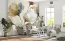 Ethereal Ochre Blue Wash Floral Wallpaper Mural 8