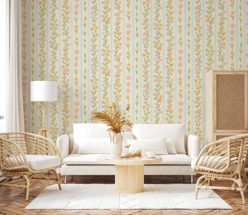 Blossom Stripes Wallpaper