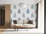 Blue Leaf Motif Scalloped Wallpaper 6