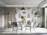 Blue Leaf Motif Scalloped Wallpaper 8
