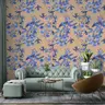 Elegant Blue Floral and Flying Bird Wallpaper 8