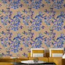 Elegant Blue Floral and Flying Bird Wallpaper 6
