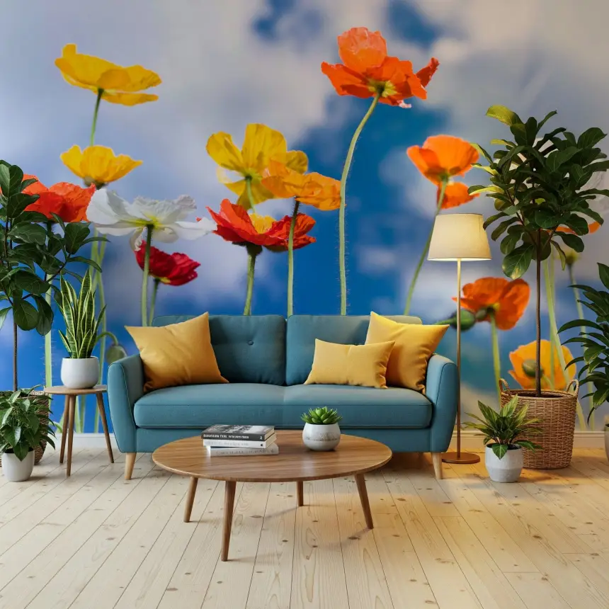 Blue Sky Bouquet Wall Mural