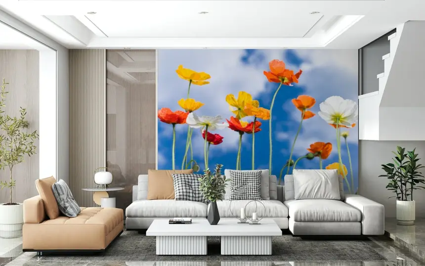 Blue Sky Bouquet Wall Mural