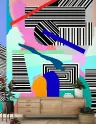 Abstract Geometric Maze and Vibrant Color Blocks Wallpaper 7