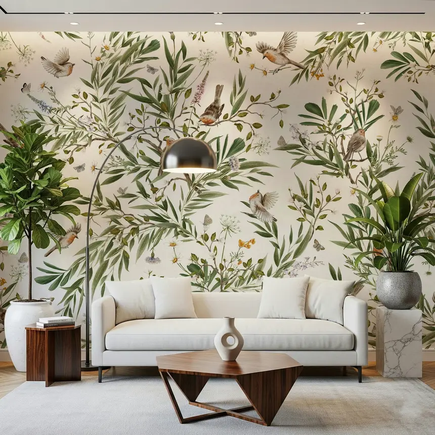 Botanical Aviary Wall Mural