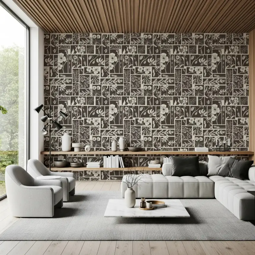 Botanical Block Print Wallpaper