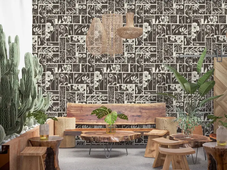 Botanical Block Print Wallpaper